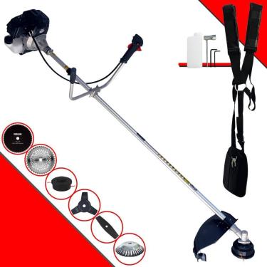 Imagem de Roçadeira Profissional Toyama RT43LB25A À Gasolina 43cc 10.000rpm 1,7HP de Potência Com Carretel Nylon + 4 Lâminas de Cortes + Escova de Aço 38 Cerdas