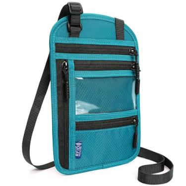Imagem de LEEXTON Carteira de pescoço, carteira de viagem para passaporte bolsa de pescoço com bloqueio de RFID para homens e mulheres com alça ajustável no pescoço, Lago azul