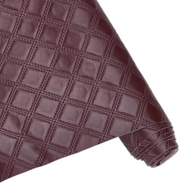 Imagem de PLIGREAT 3 peças de tecido de couro sintético, 137 × 30 cm PVC macio couro sintético diamante em relevo para costura faça você mesmo carteiras de sofá bolsa de mão laços de cabelo decorações