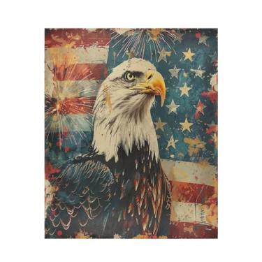 Imagem de Blueangle Cobertor com bandeira de águia careca super macio e quente, 127 x 152 cm, leve para todas as estações, cobertor aconchegante para cama, sofá, sofá, fácil de cuidar (191)