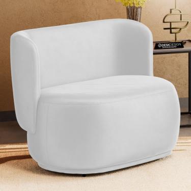 Imagem de Namoradeira Decorativa Orgânica Molly 02 Lugares Couríssimo Branco - Desk Design Cor Br...