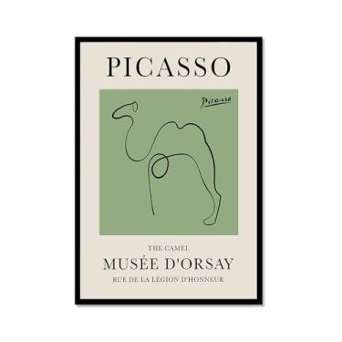 Imagem de Impressão em tela verde sálvia Pablo Picasso animais esboço arte de parede gato cão pássaro cavalo impressão linha abstrata desenho pôsteres para quarto casa escritório decoração (SKU2,8x30,5 cm =