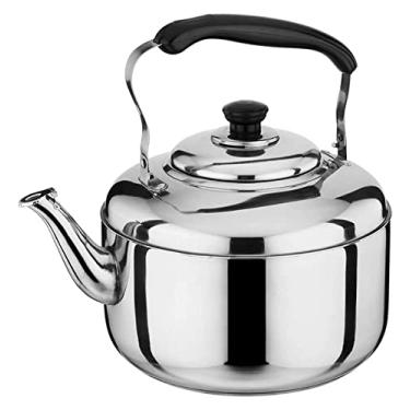 Imagem de YYBOES Chaleira de assobio, fogão, chaleira de assobio, chaleira grande para fogão a gás, bule de chá de fervura rápida, chaleira de água para cozinha, uso interno e externo, chaleira de acampamento