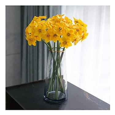Imagem de LMJYU Flores artificiais simulação de narcisos arranjo de flores realistas decoração de festa de jardim de flores falsas adequado para loja de casamento em família cemitério flores falsas