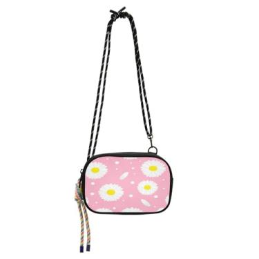 Imagem de STAYTOP Linda margarida branca pequena bolsa transversal carteira para celular para mulheres e homens, mini bolsa de viagem