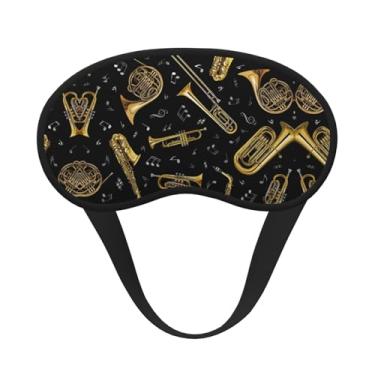 Imagem de Máscara de dormir blackout com impressão de instrumentos musicais, máscara para os olhos, leve, macia, para dormir, meditação, viagem, ioga