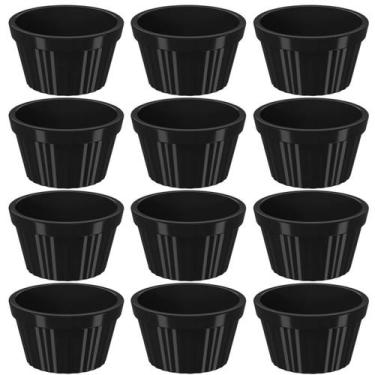 Imagem de Conjunto 12 Ramekins Pretos Canelados 90ml Potes Bowls Pequenos Uno Co