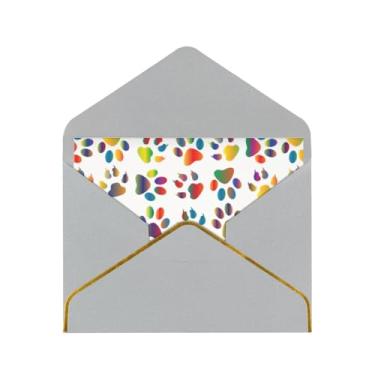 Imagem de SKKNT Cartões coloridos com estampa de pata de cachorro para todas as ocasiões, convites de festa de aniversário de casamento, 12,7 x 15,2 cm