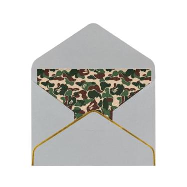 Imagem de SKKNT Aniaml Cartões de felicitações com estampa verde camuflada para todas as ocasiões, convites de festa de aniversário de casamento, 12,7 x 15,2 cm