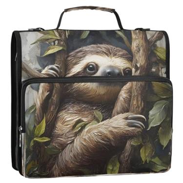 Imagem de CEBUGI Fichário de 3 anéis com zíper com alça de ombro, pasta de arquivo expansível de 3,8 cm, anéis D, para escola, escritório, preguiça