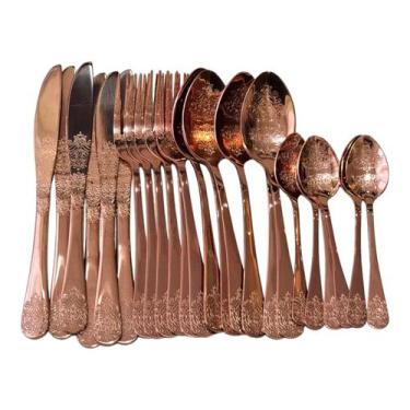 Imagem de Faqueiro Talheres de Luxo Rose Gold Cabo Trabalhado 24Un - AMIGOLD
