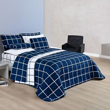 Imagem de Cobre Leito 200 Fios Dupla Face Queen Austin 03 Peças - Marinho