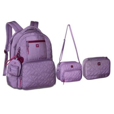 Imagem de Kit Mochila Costas Lancheira e Estojo Alice Palucci - Clio, Roxo