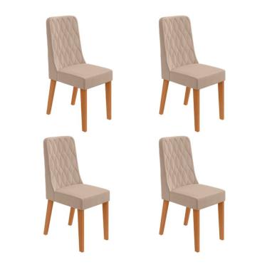 Imagem de Conjunto com 4 Cadeiras Luar Veludo Creme e Amêndoa