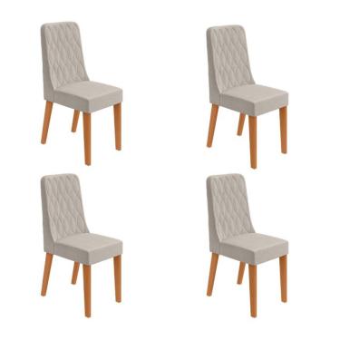 Imagem de Conjunto com 4 Cadeiras Luar Linho Cinza e Amêndoa