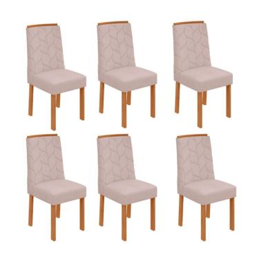 Imagem de Conjunto com 6 Cadeiras Astrid Bouclé Bege e Amêndoa