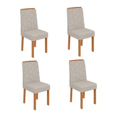 Imagem de Conjunto com 4 Cadeiras Astrid Linho Cinza e Amêndoa