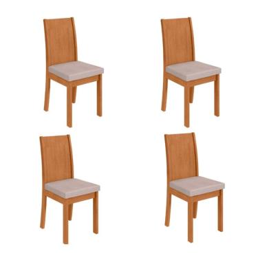 Imagem de Conjunto com 4 Cadeiras Athenas Bouclé Bege e Amêndoa