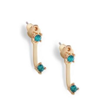 Imagem de Mint & Lily Brincos femininos com pingente de pedra do mês de nascimento – banhado a ouro 18 K sobre aço inoxidável, presente elegante para mulheres, 14mm, Aço inoxidável, Sem pedra preciosa