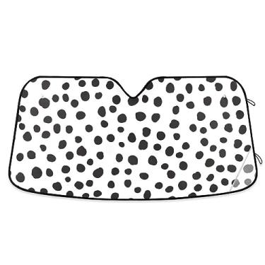 Imagem de Para-sol de para-brisa de carro de bolinhas pretas e brancas, para-sol de para-brisa dobrável, proteção UV persiana dobrável para janela de carro, bloqueador solar para carro, caminhão, SUV