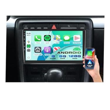 Imagem de Rádio de carro 8 núcleos 6G + 128G para Audi A4/S4/RS4 (2002-2007) Seat Exeo (2008-2012), Rimoody Wireless CarPlay Android Car Stereo 9 polegadas, tela sensível ao toque Android, espelho automático