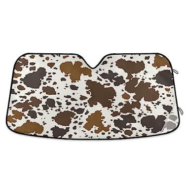 Imagem de Persiana de para-brisa de carro com estampa de vaca, protetor térmico automotivo, acessórios para janela de carro