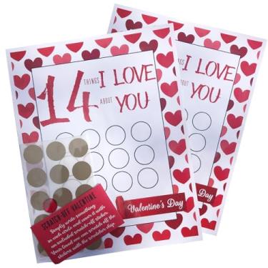 Imagem de Kephay 2 peças Valentim 14 coisas que eu amo sobre você raspar cartões, calendário do advento dos namorados, presente personalizado para ele, seu marido, esposa, namorada, namorado (2 peças - I Love)