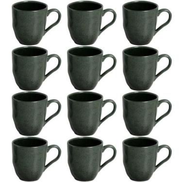 Imagem de Jogo 12 Canecas Arauco 273ml Verde Xícara de Chá Cerâmica Porto Brasil