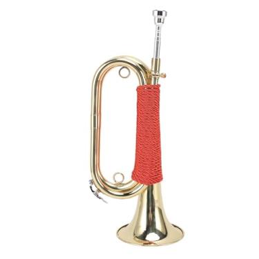 Imagem de Diydeg Trompete de Cavalaria, Trompete de Latão Banhado a Ouro, Corneta, Instrumento Musical Com Boquilha, Bolsa para Banda Escolar, Orquestra Militar Iniciante de Cavalaria