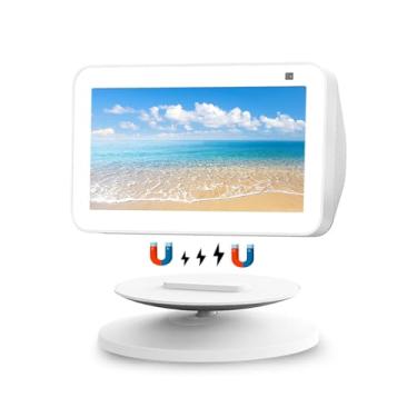Imagem de Suporte magnético ajustável Alexa Show para Echo Show 5 e 8 (1ª e 2ª geração) com função de rotação de 360 graus e base antiderrapante compatível com celulares (branco)