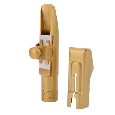 Imagem de Jiawu Kit de Bocal de Sax Alto, Bocal de Saxofone Alto Tamanho 6 Com Tampa, Substituição de Peça de Boca de Sax de Metal de Bronze para Praticar