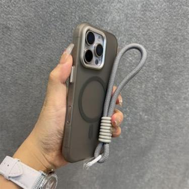 Imagem de Capa fina fosca de luxo para iPhone 13, 11, 12, 14, 15, 16 Pro Max Plus com estampa de pneu e proteção contra choque, com alça de pulso, cinza, para iPhone 16