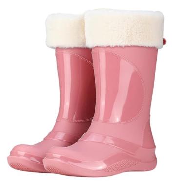 Imagem de Tênis feminino moderno de lã de lã quente à prova d'água para trabalho casual confortável exterior interior PVC superior, rosa, 34