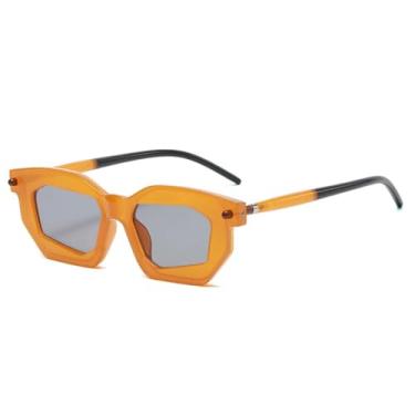 Imagem de Óculos de Sol UV400 - Lentes Transparentes Bicolores, Armação Punk com Rebites para Homens e Mulheres, Esportes ao Ar Livre, Corrida e Ciclismo, Laranja e Preto
