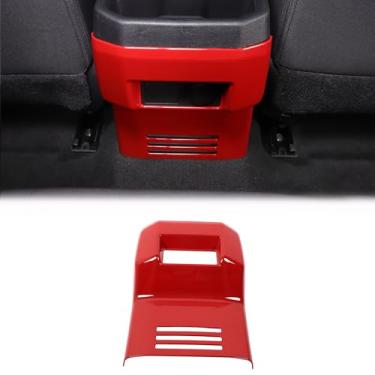 Imagem de Heutamo Acabamento da tampa da saída de ar traseiro do carro compatível com Toyota Tacoma 2024 2025 acessórios interiores, console central traseiro capas de ventilação de ar (vermelho)