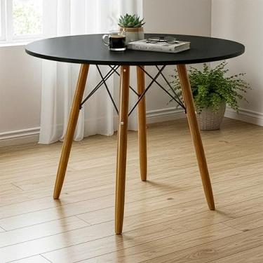 Imagem de Mesa Eiffel Redonda Preta 90cm Jantar Redonda Pés De Palito Eames
