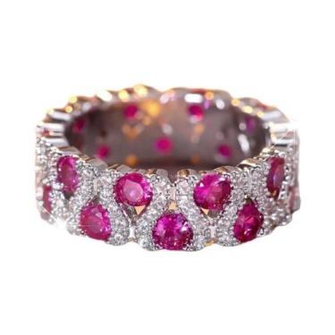 Imagem de Anel De Noivado Feminino Com Pedra Redonda De Cristal Verde E Zircônia