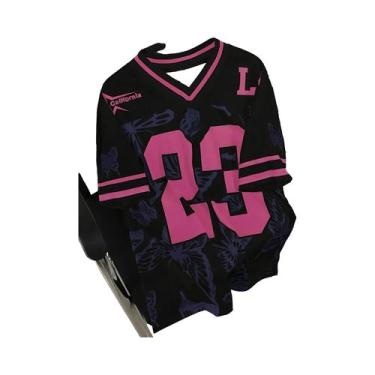 Imagem de Camiseta Masculina De Verão Com Decote Em V Casual Esportiva Respiráve