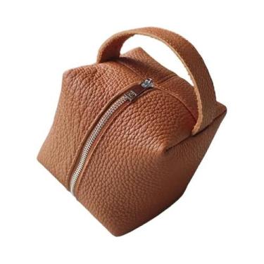 Imagem de Bolsa De Maquiagem Em Couro De Grão Superior Com Textura Suave, Porta-