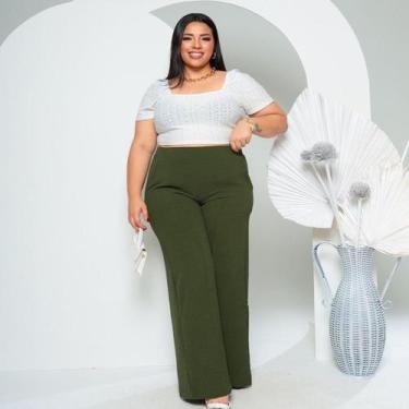 Imagem de Calça Social Plus Size Pantalona Não Amassa Duna Com Forro e Bolso Tec