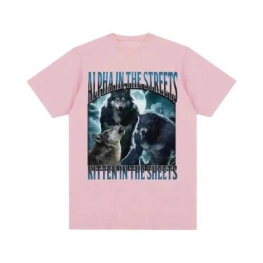 Imagem de Camiseta Unissex Oversized Engraçada Com Meme De Gato Lobisomem Casual