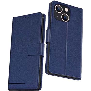 Imagem de ZEDEVB Capa carteira flip para Apple iPhone 14 Plus 6,7 polegadas 2022, capa de telefone fólio com fecho magnético de couro com função de stent [suporte de cartão] (cor: azul)