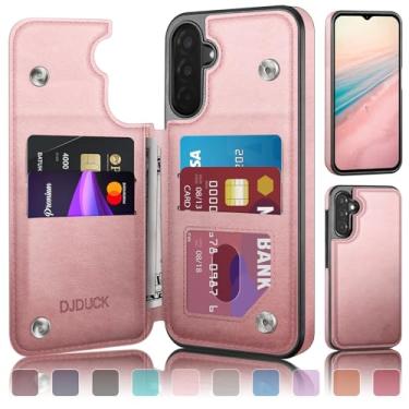 Imagem de DJDUCK Capa carteira projetada para Samsung Galaxy A17 5G com suporte para cartão, [capa com fecho magnético] [proteção de couro com bloqueio de RFID] à prova de choque para mulheres e homens para