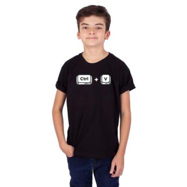 Imagem de Camiseta Juvenil Ctrl V Preta - Art Rock, 10
