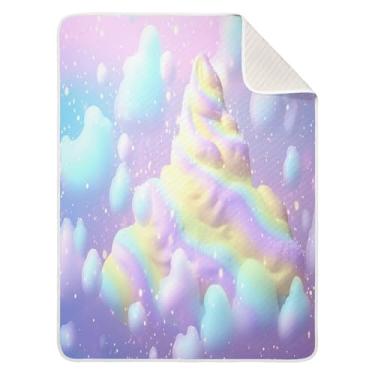 Imagem de Blueangle Cobertores de sorvete arco-íris redemoinho de bebê para cochilo de carrinho de bebê, 76 x 101 cm, cobertores aconchegantes e macios unissex para meninos, meninas, crianças, bebês (189)