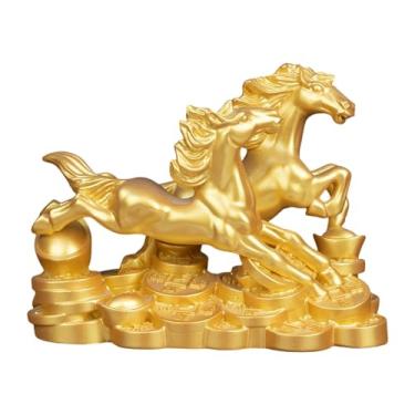 Imagem de KiBcsLic Estátua de Cavalo para Mesa, Ornamento Decorativo, Ano Chinês 2026, Escultura de Animal para Prateleira, Sala de Estar, Entrada de Casa, Ouro, S