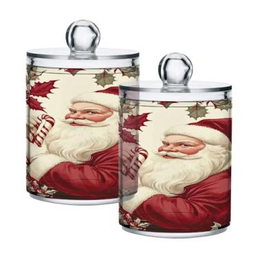 Imagem de xigua Pacote com 4 lindos suportes de Natal para bolas de algodão, cotonete – Frasco de plástico de boticário de armazenamento versátil transparente de 4 ml para banheiro e organização de