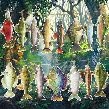 Imagem de RoundFunny 2 peças Vbs 2025 True North Fish String Hanging Banner Gone Fishing String Hanging Banner Tema de festa de aniversário suprimentos ao ar livre jogo torneio churrasco decoração de pano de