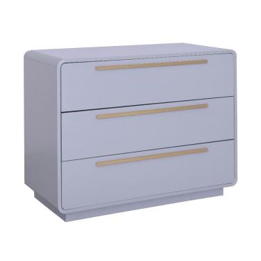 Imagem de Cômoda Wave 3 Gavetas com Puxadores Dourado - Cinza