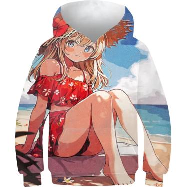 Imagem de Unissex 3d Hoodies Para Crianças 3d Beach Girl Hoodies Camisolas De Manga Comprida Pullover Tops Meninas Pullover Outono Meninos Roupas, Black-beach Girl, 12-14 Years